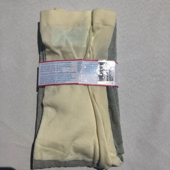 Children Place Girls Metallic Silver/Grey Footless Tights - Picture 2 of 4